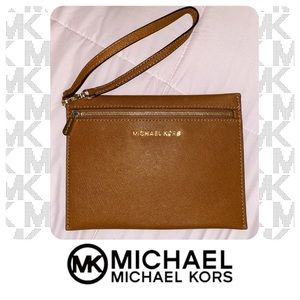 Michael Kors Leather Brown Wallet Bag with Zipper